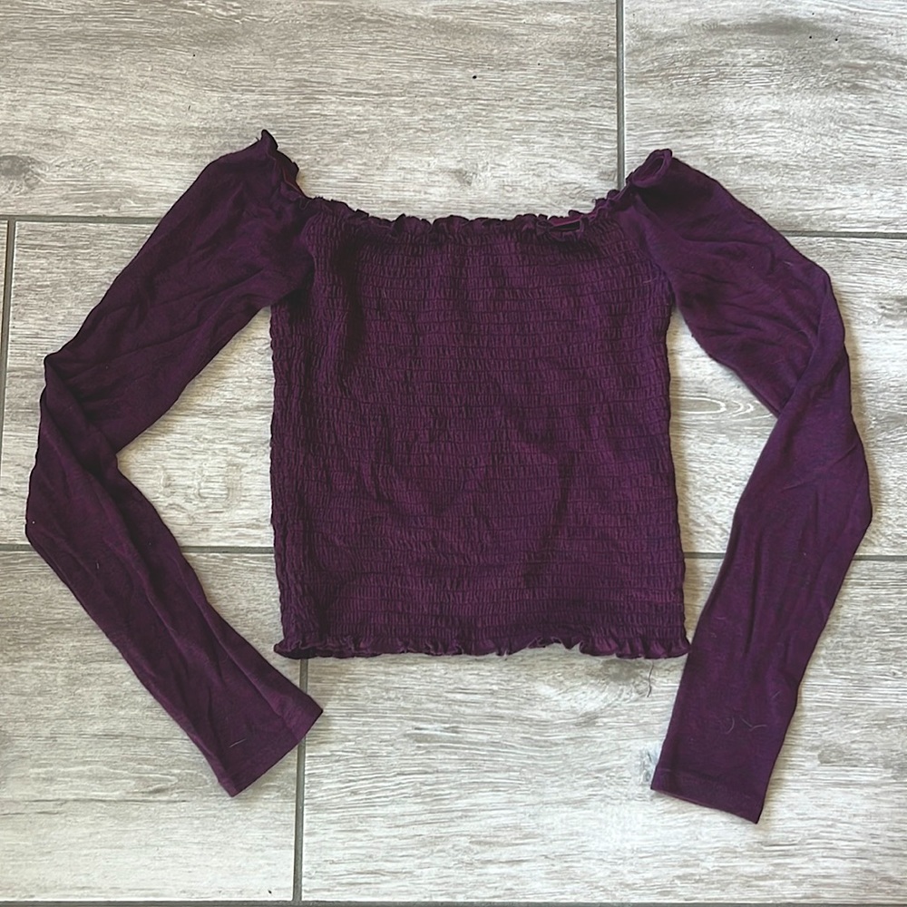 Burgundy Long sleeve Strapless top